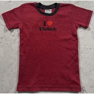 VTG 88TEES I Heart Hialeah T-Shirt Toddler Kids Size 4 Red Ringer Love Tee Y2K
